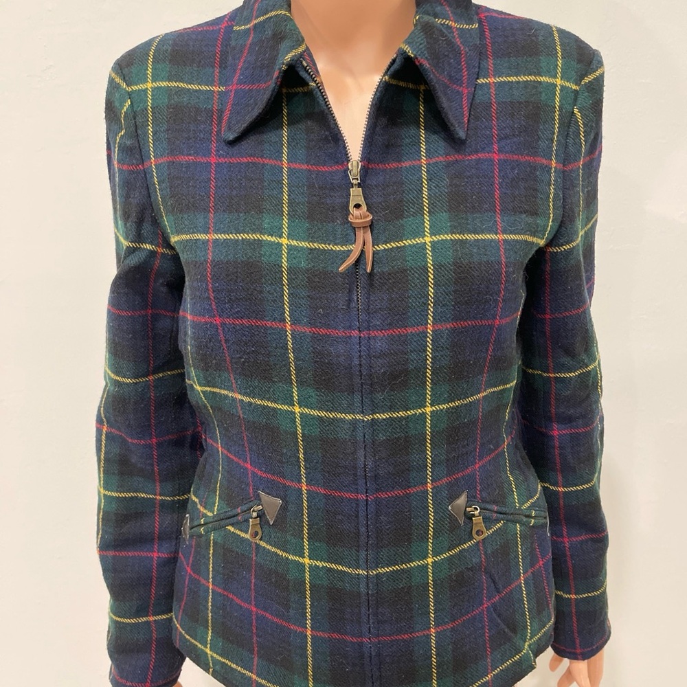 British Khaki Multicolor Plaid Women's Blazer